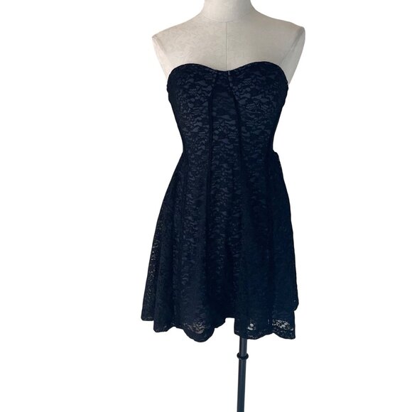 Victorias Secret Womens Dress Size Medium Black Lace Mini Pleated Party - Picture 1 of 12